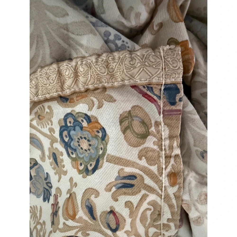 Vintage Ralph Lauren Marrakesh Rug King SZ Flat Sheet Ribbon Top Edge Green Tag